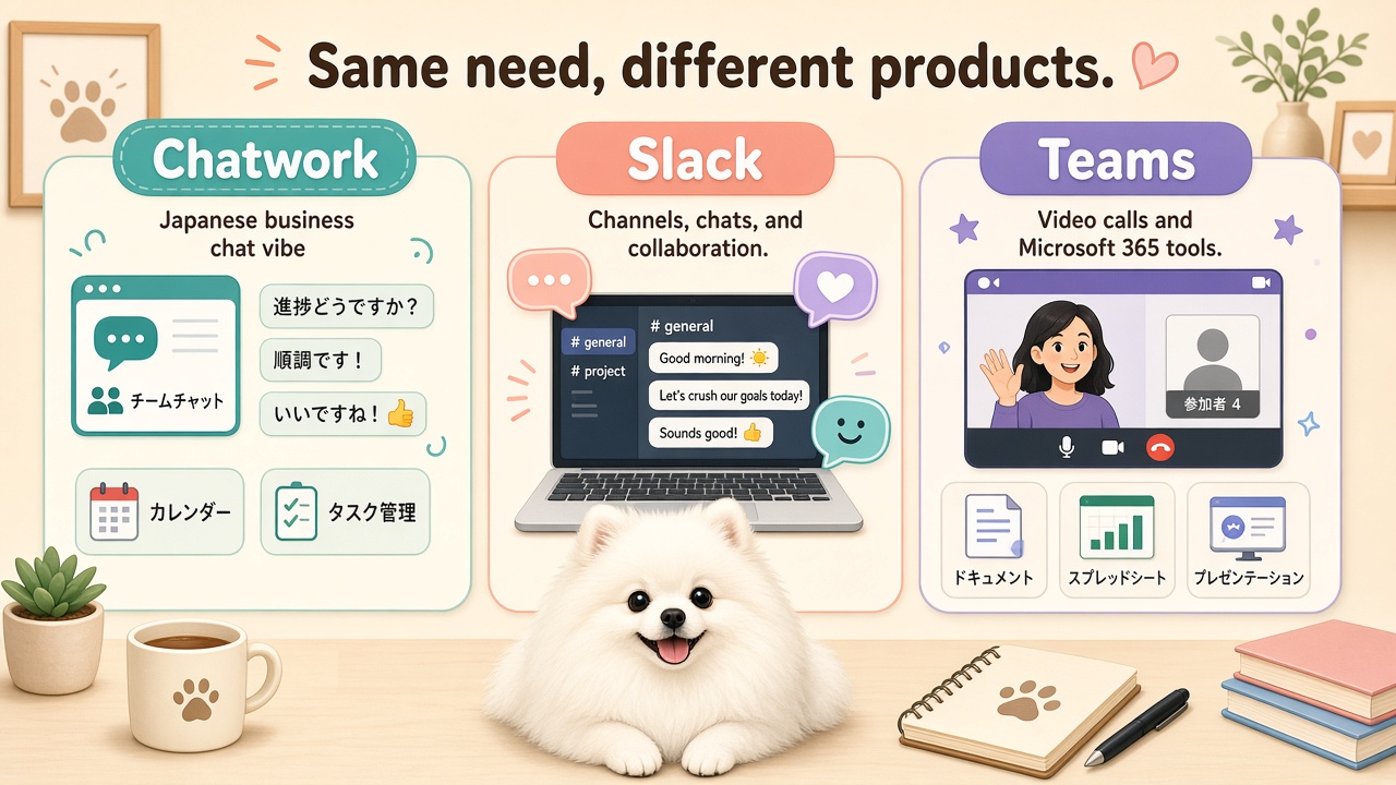 Chatwork、Slack、Microsoft Teams。企業が欲しかったのは同じでも、広がり方は違った